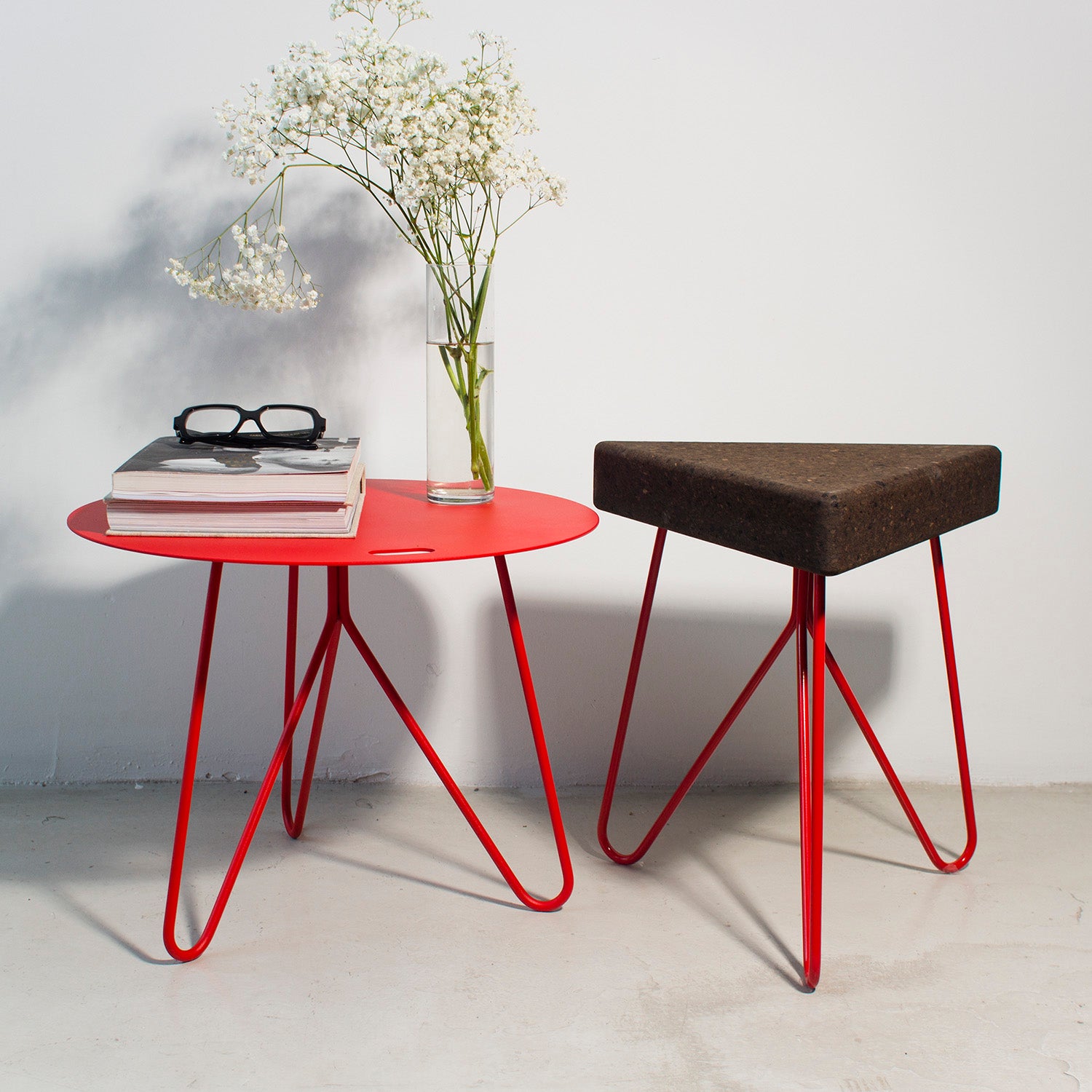 Tres stool/table - expanded cork